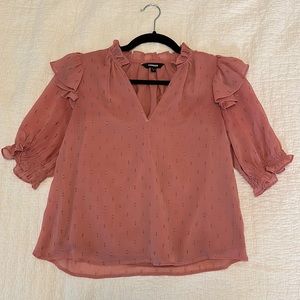 Express XS top, pink with gold accents